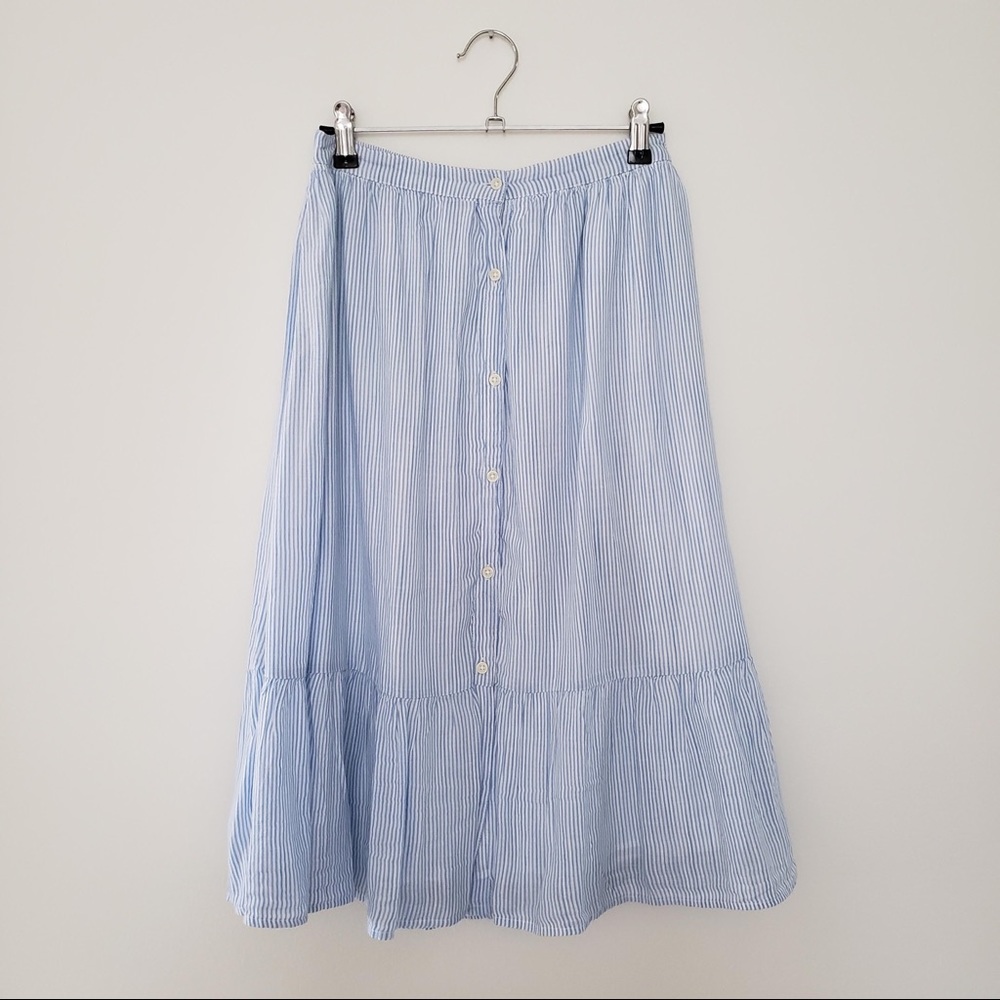 Blue Striped Midi Skirt